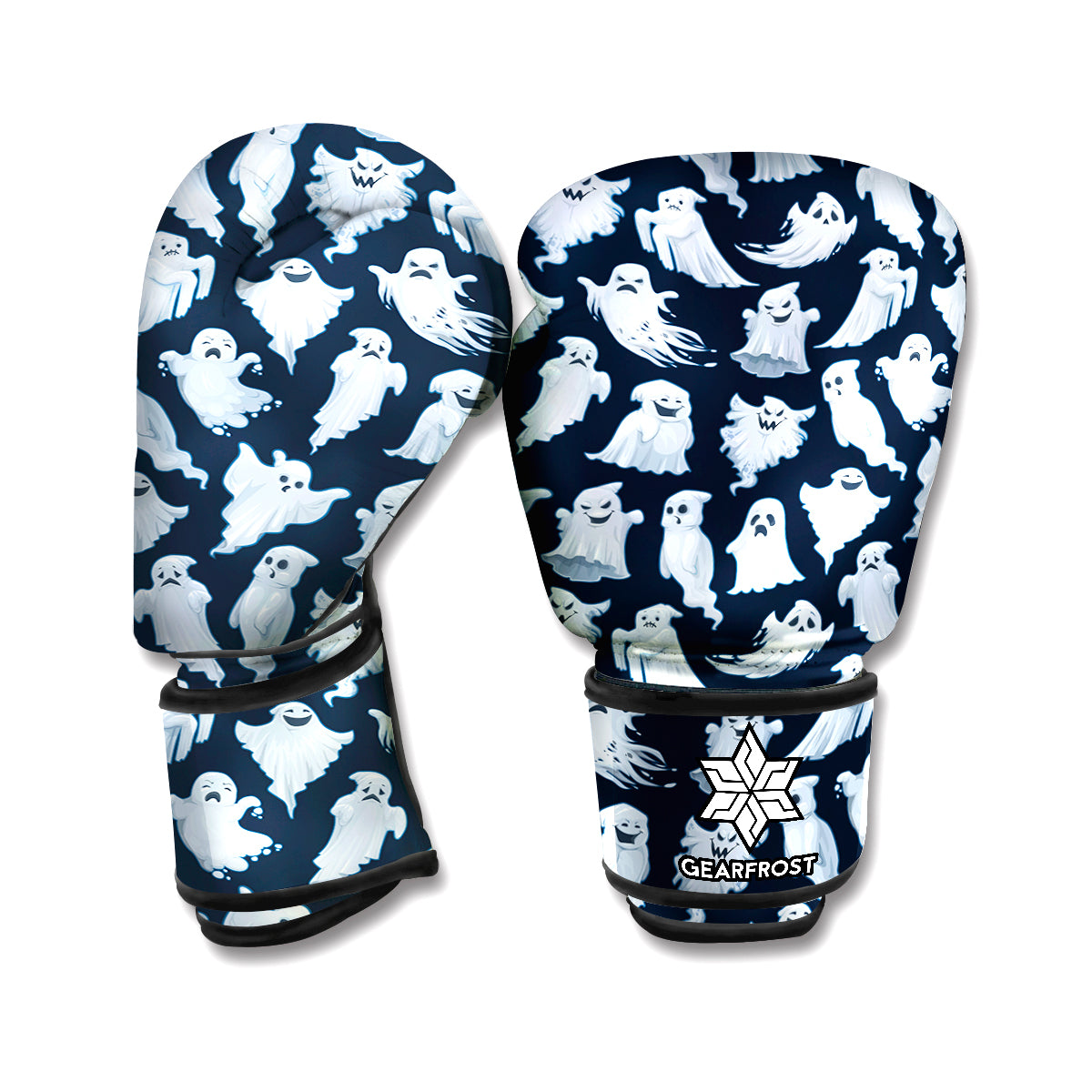 White Ghost Ghost Pattern Print Boxing Gloves