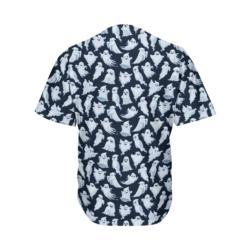 White Ghost Ghost Pattern Print Men's Baseball Jersey