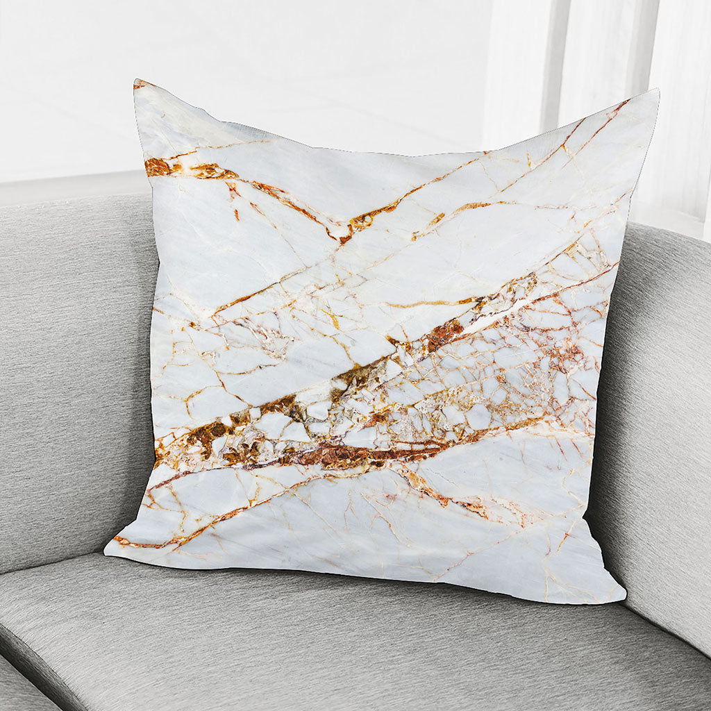 White Gold Grunge Marble Print Pillow Cover