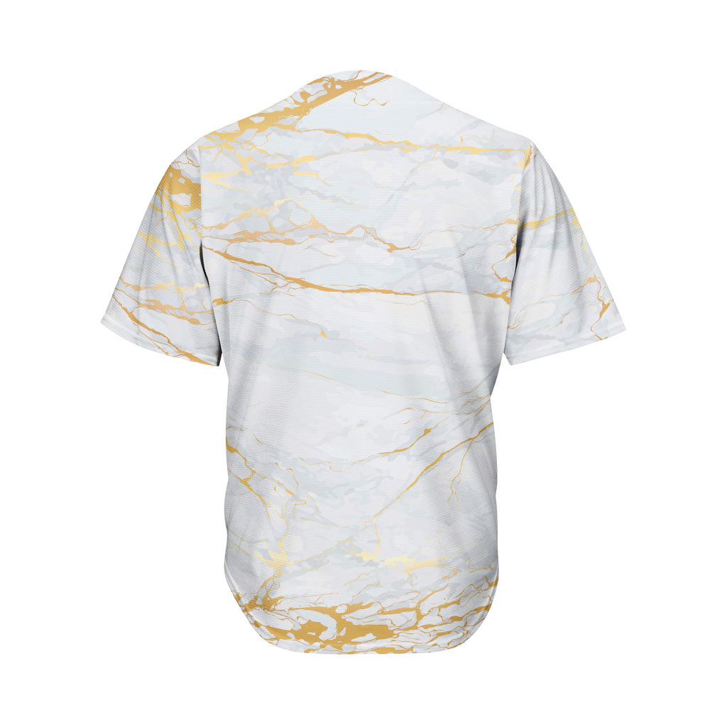 White Gold Scratch Marble Print Men's Baseball Jersey