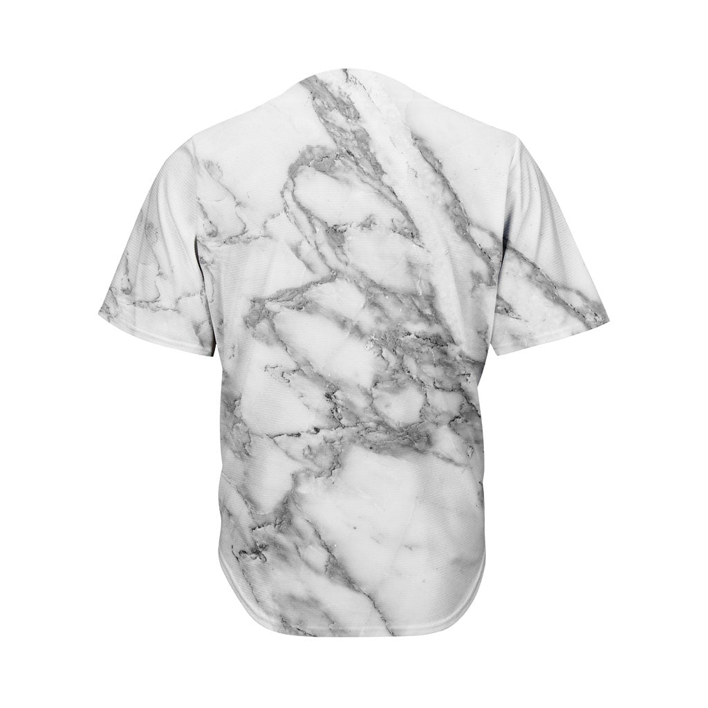 White Gray Marble Print Men's Baseball Jersey