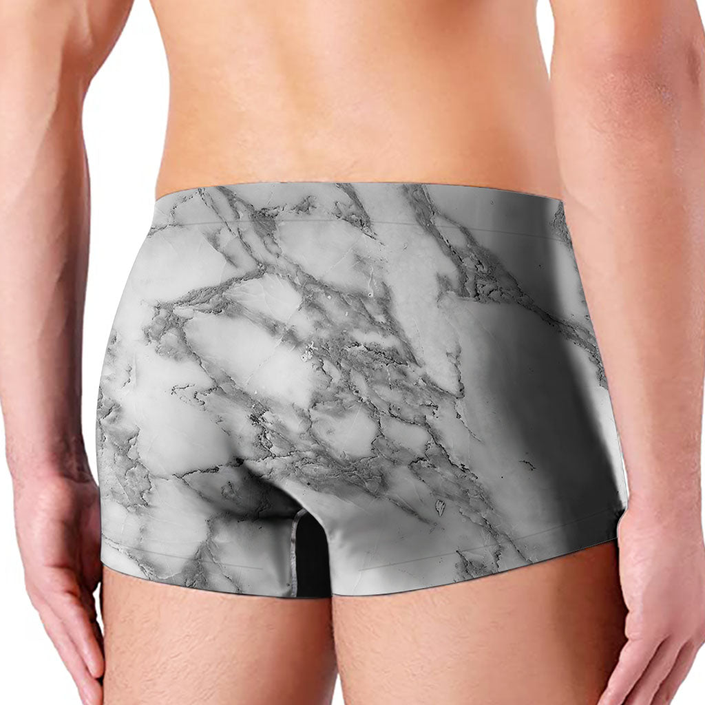 White Gray Marble Print Men's Boxer Briefs