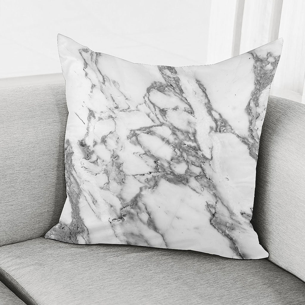 White Gray Marble Print Pillow Cover