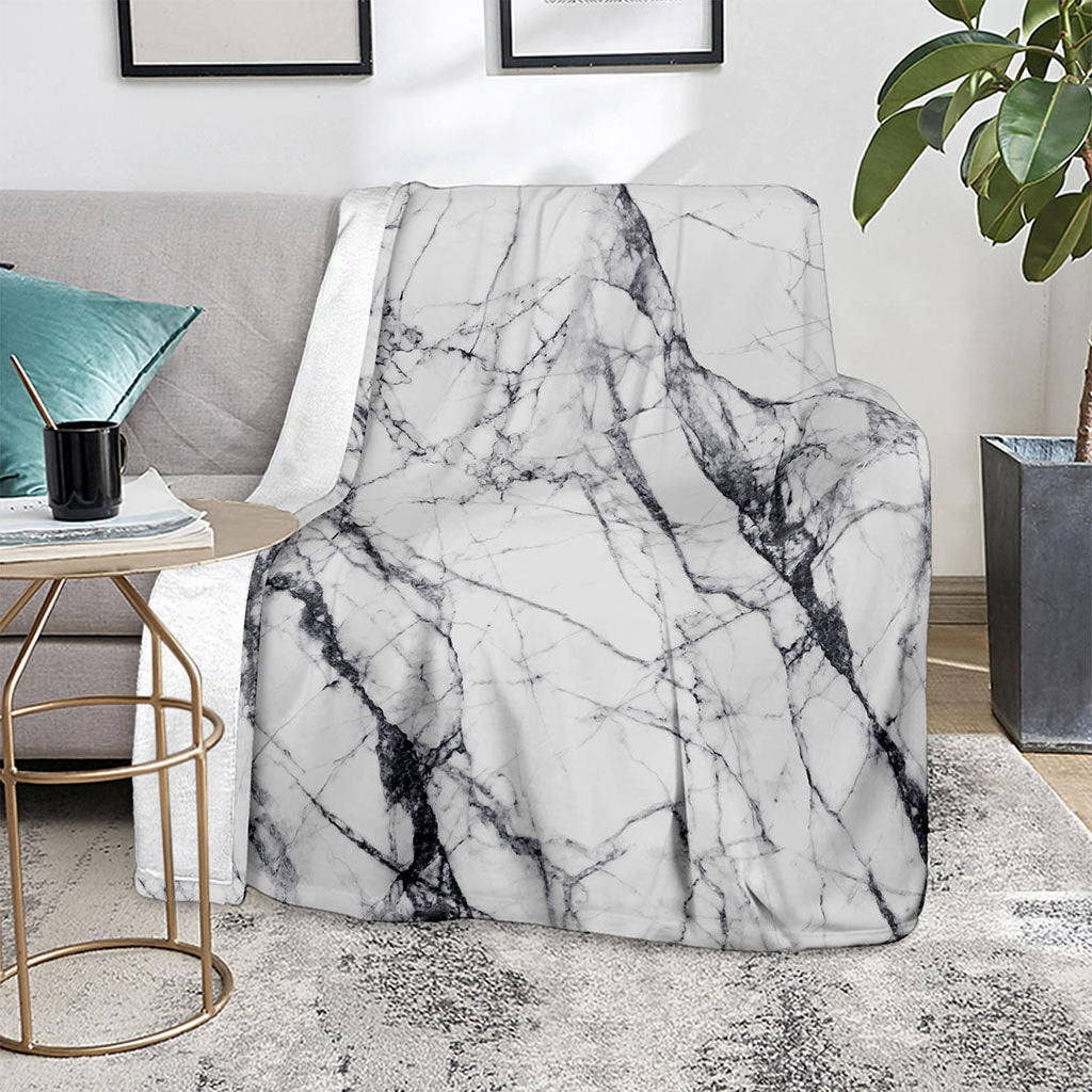White Gray Scratch Marble Print Blanket