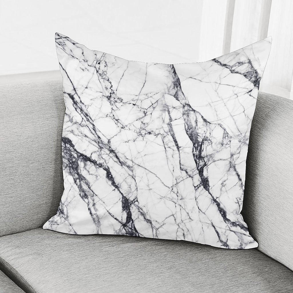 White Gray Scratch Marble Print Pillow Cover
