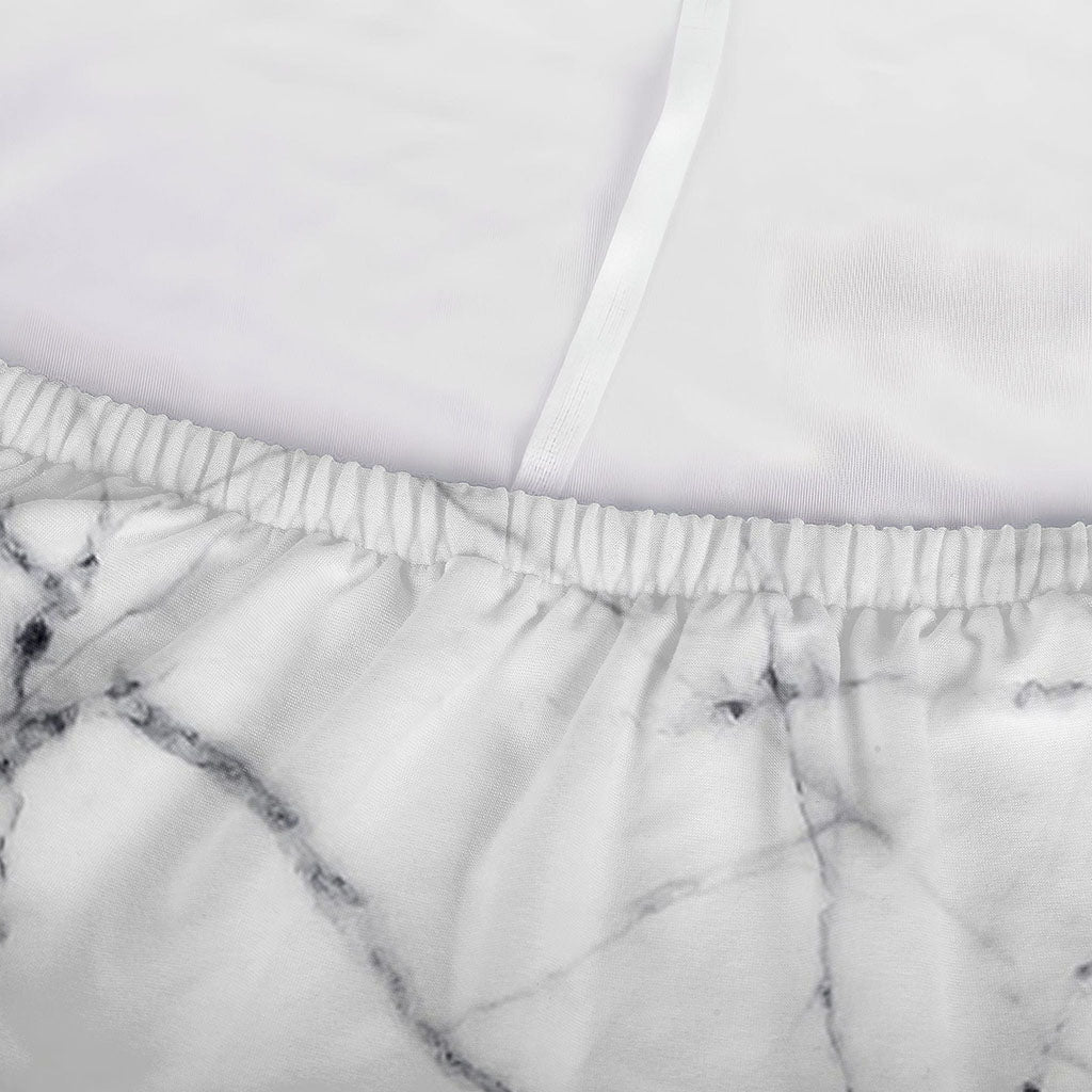 White Gray Scratch Marble Print Sofa Cover