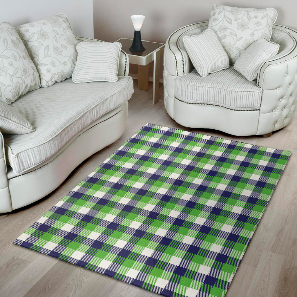 White Green And Blue Buffalo Plaid Print Area Rug