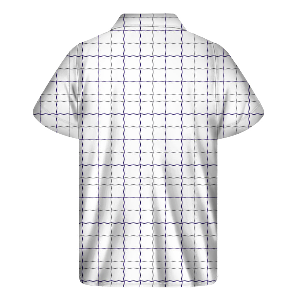 White Grey And Purple Tattersall Print Men's Short Sleeve Shirt