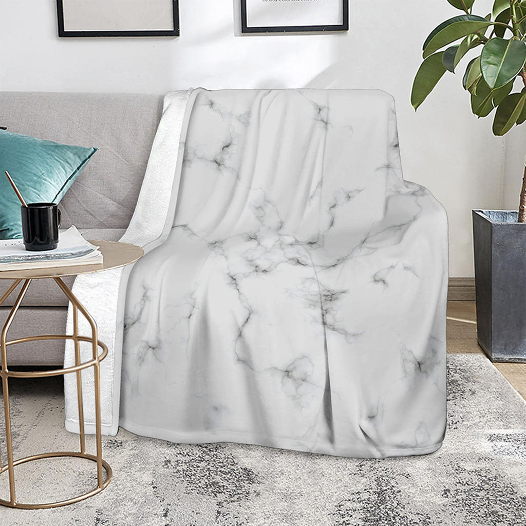 White Grey Smoke Marble Print Blanket