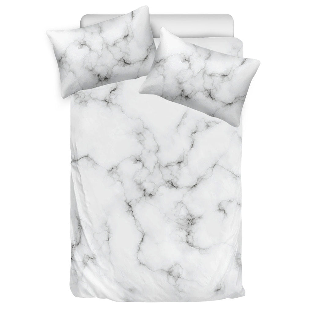 White Grey Smoke Marble Print Duvet Cover Bedding Set