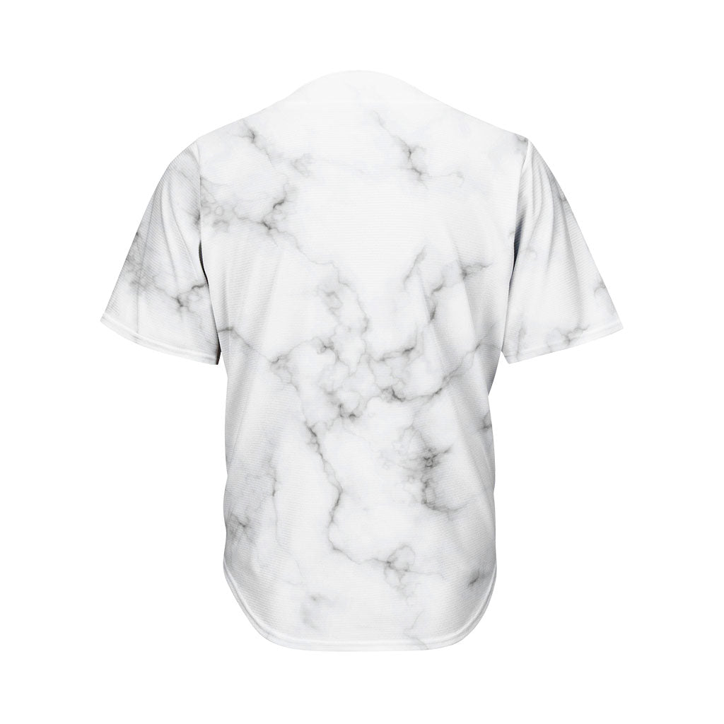 White Grey Smoke Marble Print Men's Baseball Jersey