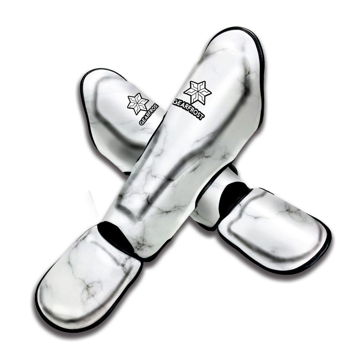 White Grey Smoke Marble Print Muay Thai Shin Guard