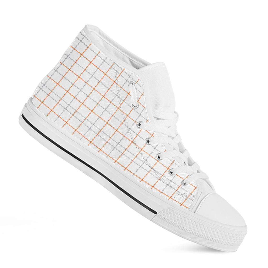 White Halloween Tattersall Pattern Print White High Top Shoes
