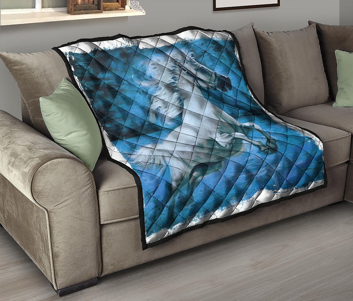 White Horse Painting Print Quilt