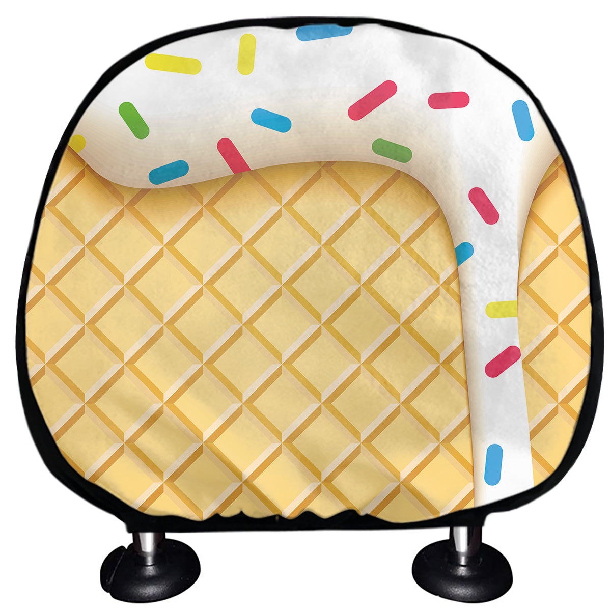 White Ice Cream Melted Print Car Headrest Covers