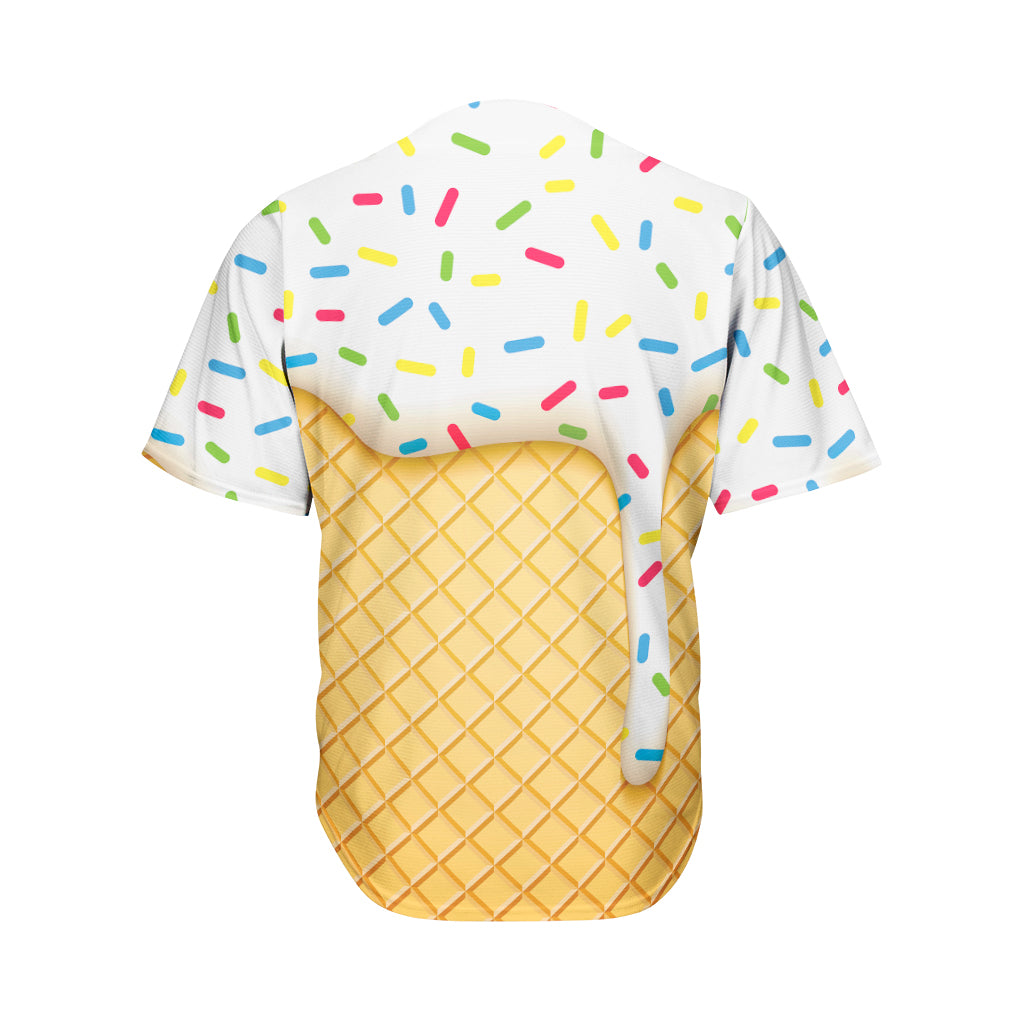 White Ice Cream Melted Print Men's Baseball Jersey