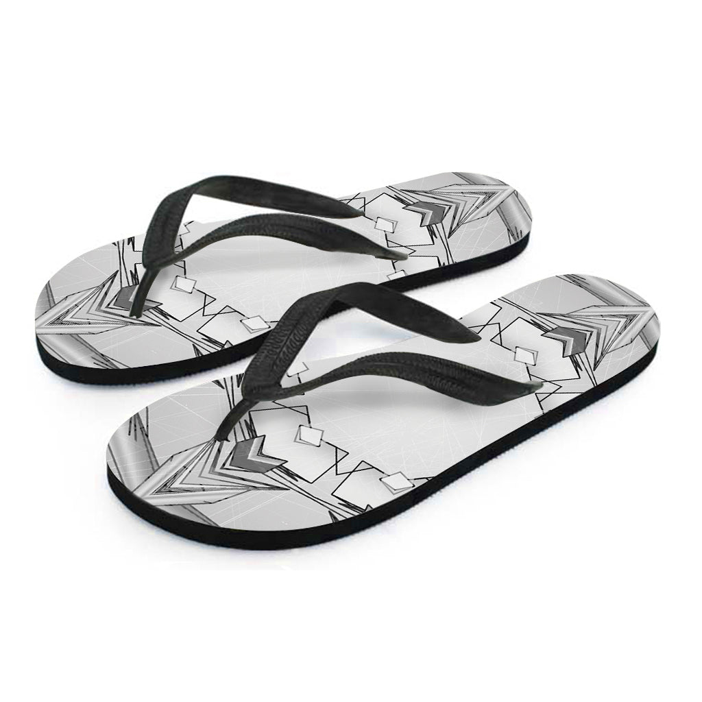 White Kaleidoscope Print Flip Flops