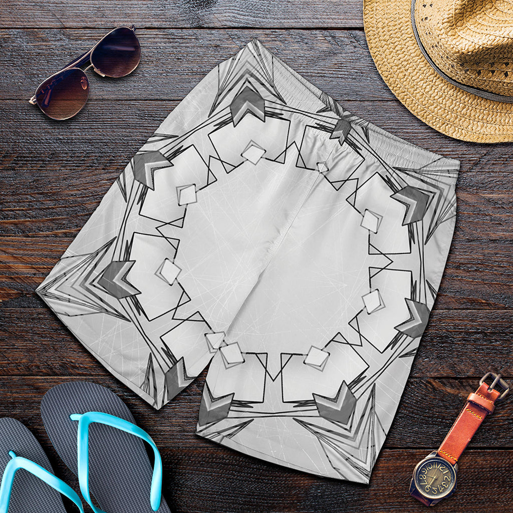 White Kaleidoscope Print Men's Shorts