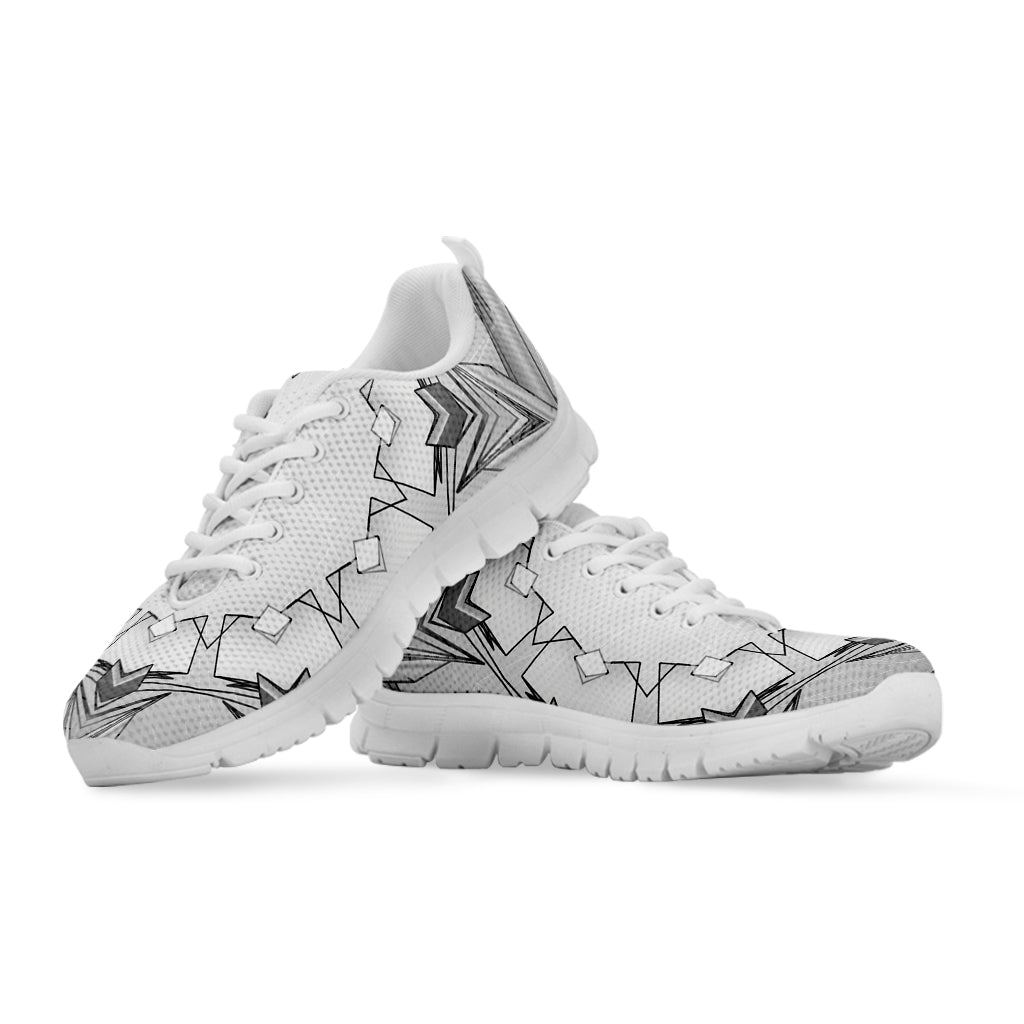 White Kaleidoscope Print White Sneakers