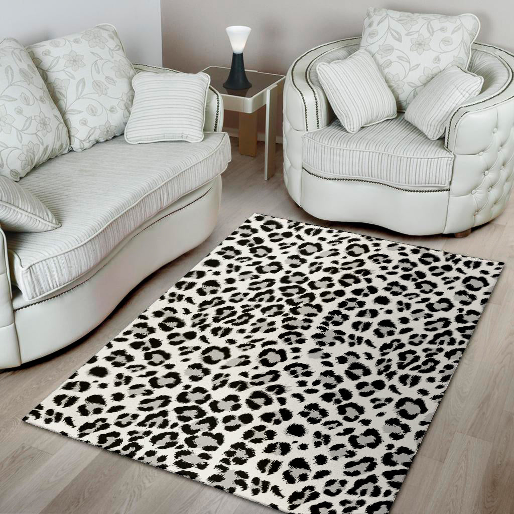 White Leopard Print Area Rug
