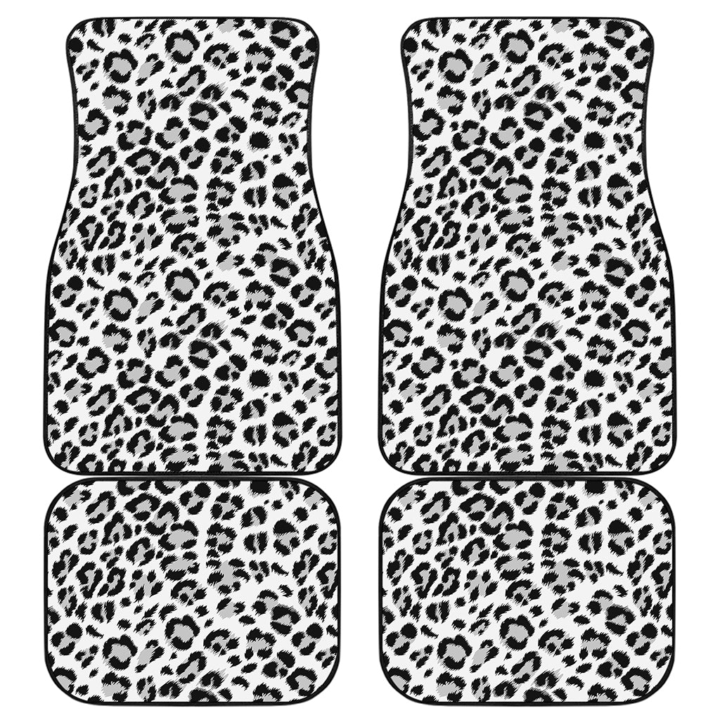 White Leopard Print Front and Back Car Floor Mats