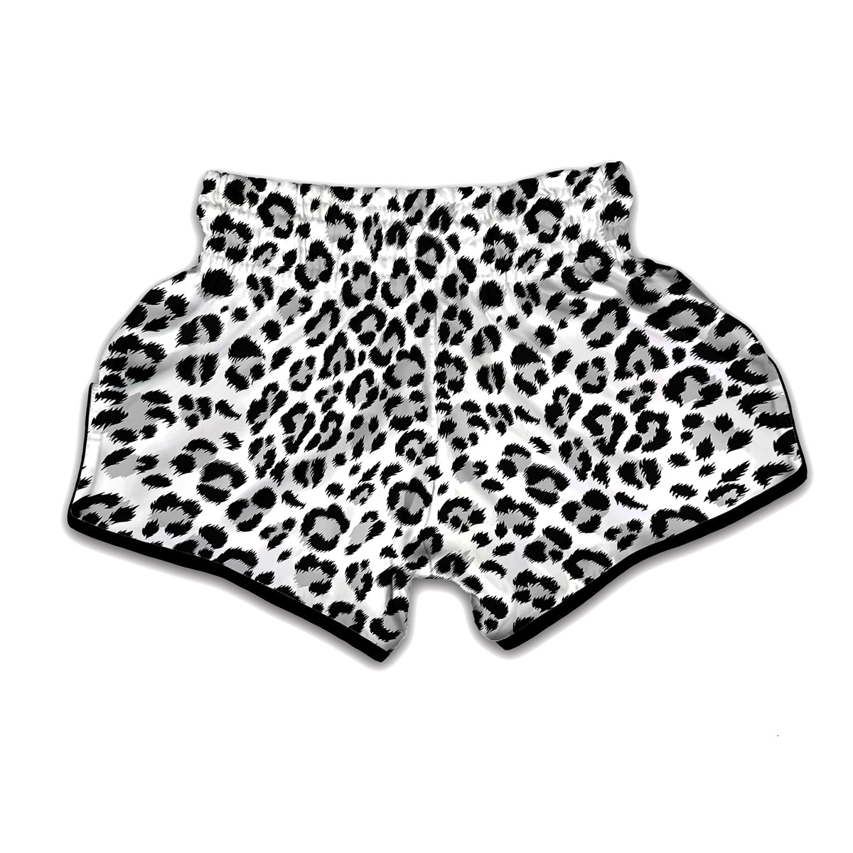 White Leopard Print Muay Thai Boxing Shorts