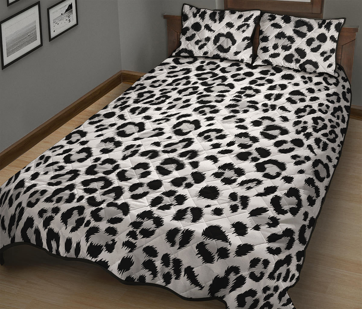 White Leopard Print Quilt Bed Set