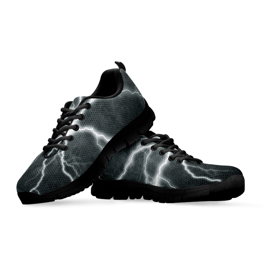 White Lightning Print Black Sneakers
