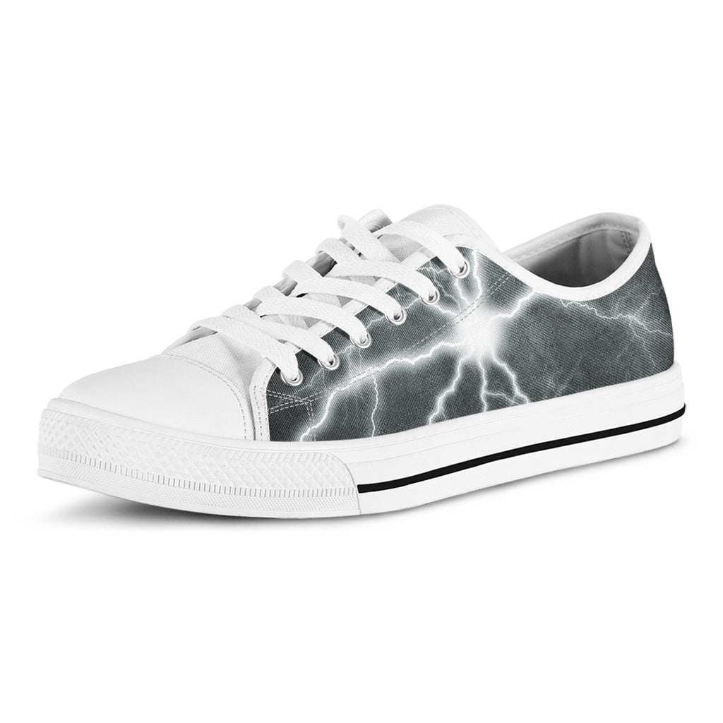 White Lightning Print White Low Top Shoes
