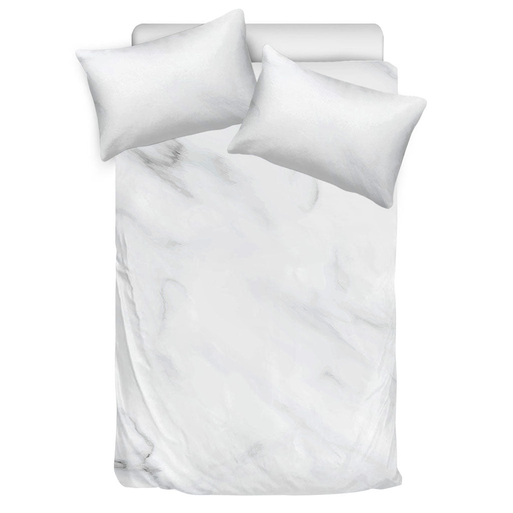 White Marble Print Duvet Cover Bedding Set