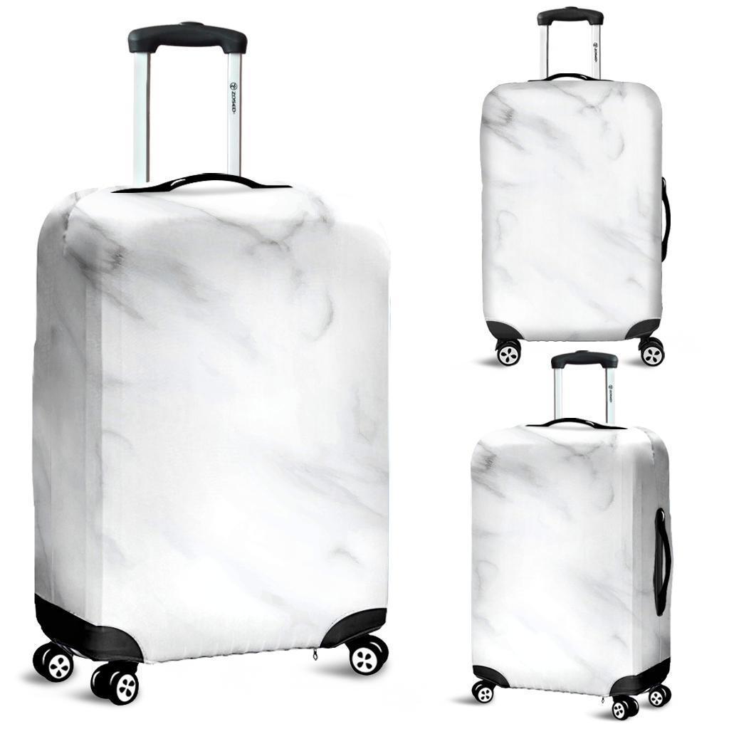 White Marble Print Luggage Cover GearFrost