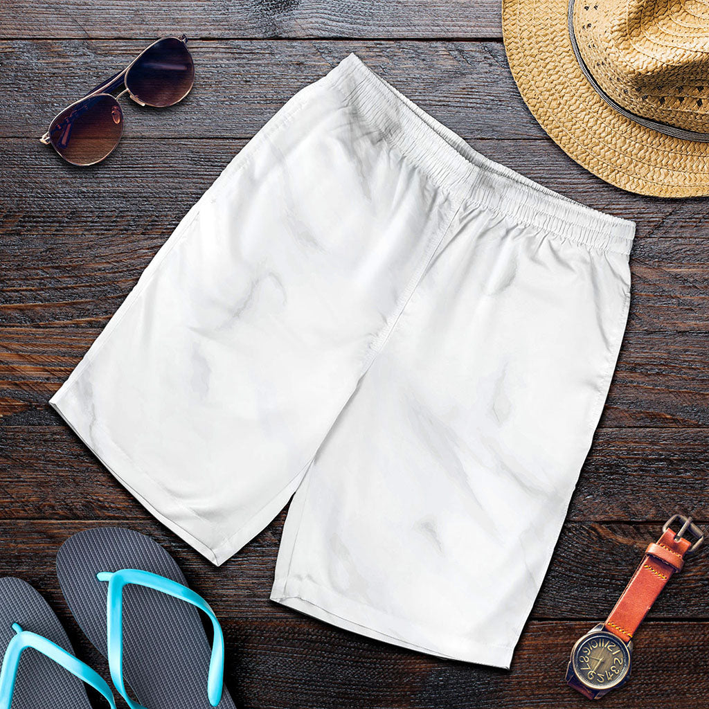 White Marble Print Men's Shorts