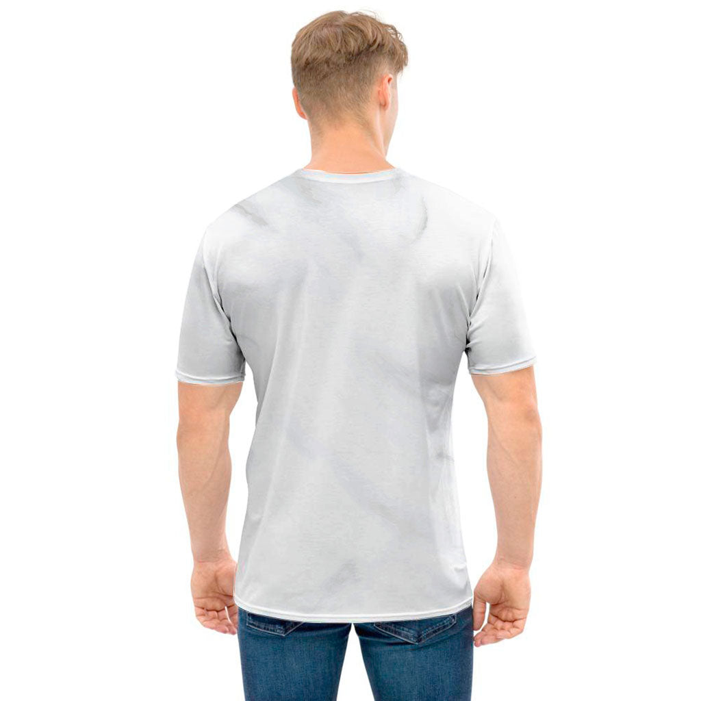 White Marble Print Men's T-Shirt