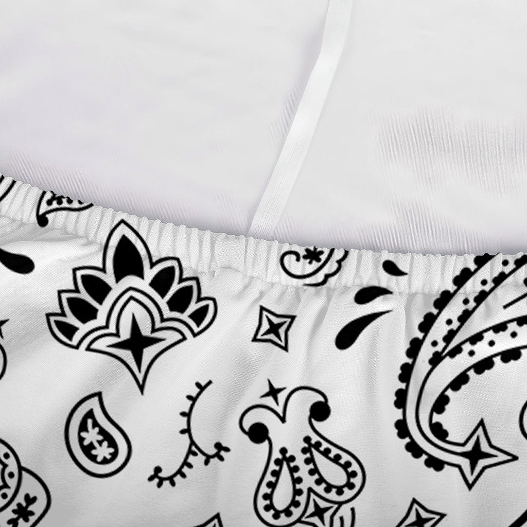 White Paisley Bandana Pattern Print Sofa Cover