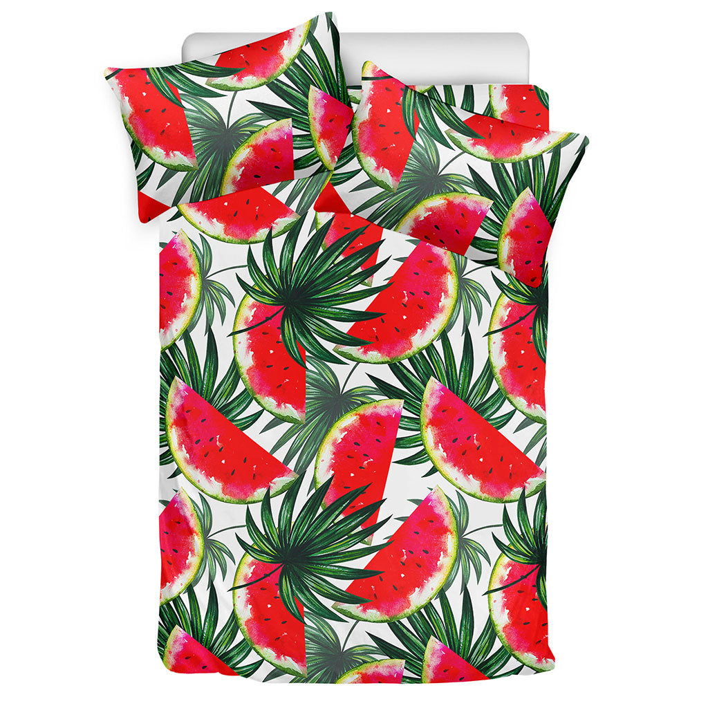White Palm Leaf Watermelon Pattern Print Duvet Cover Bedding Set