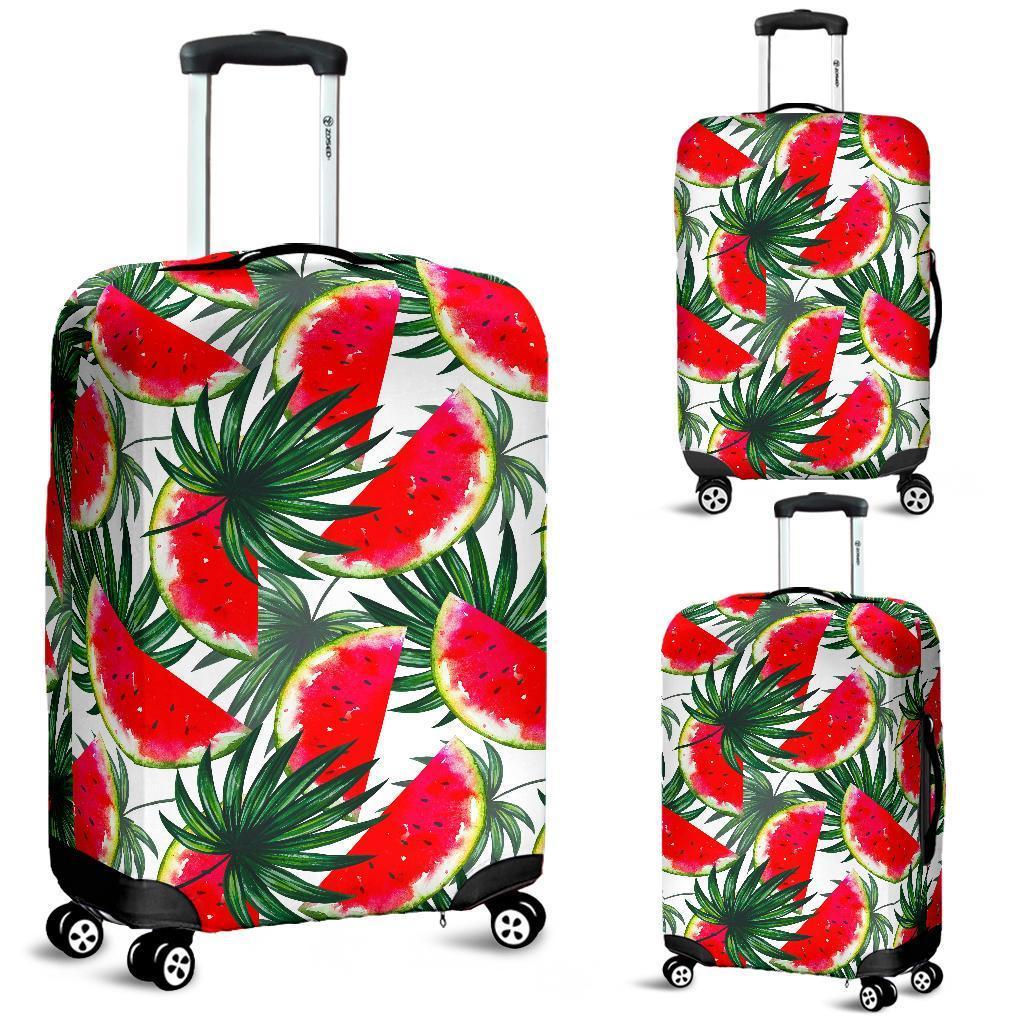 White Palm Leaf Watermelon Pattern Print Luggage Cover GearFrost