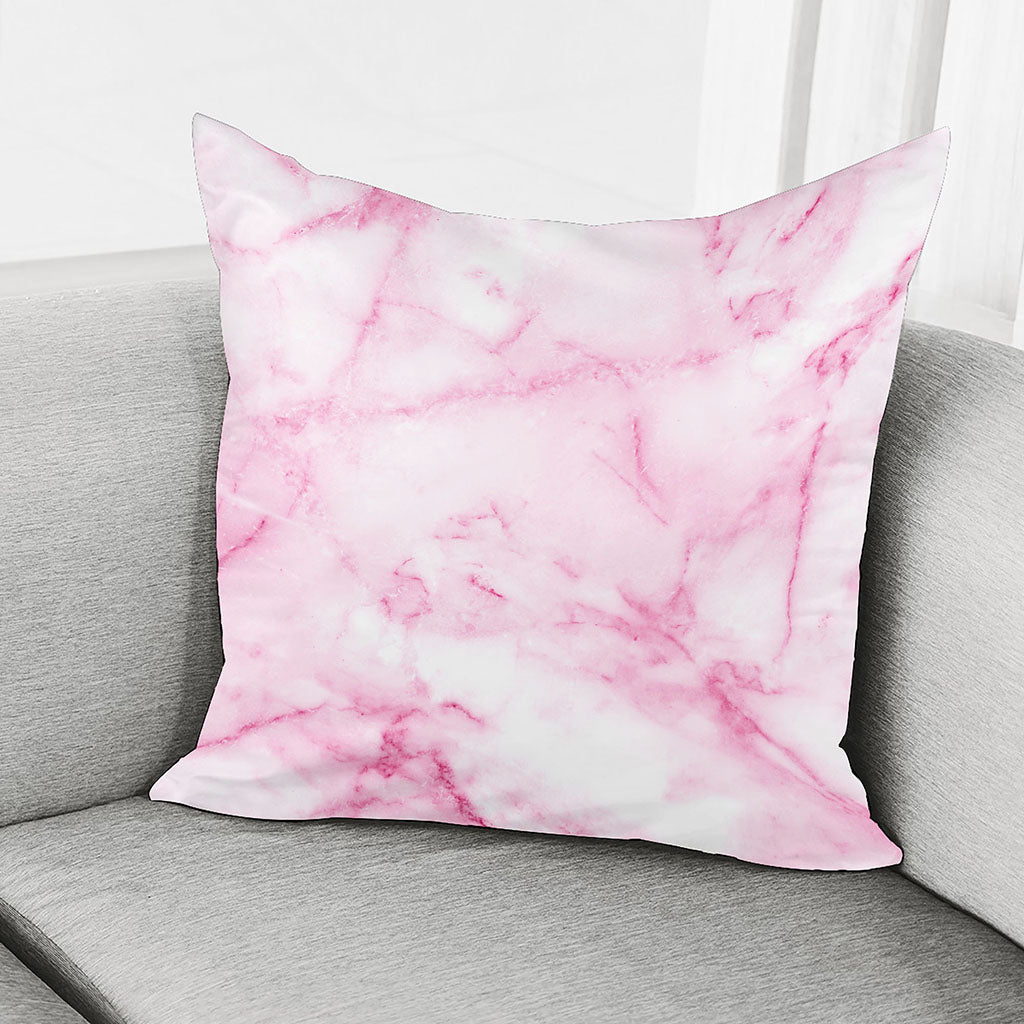 White Pink Marble Print Pillow Cover