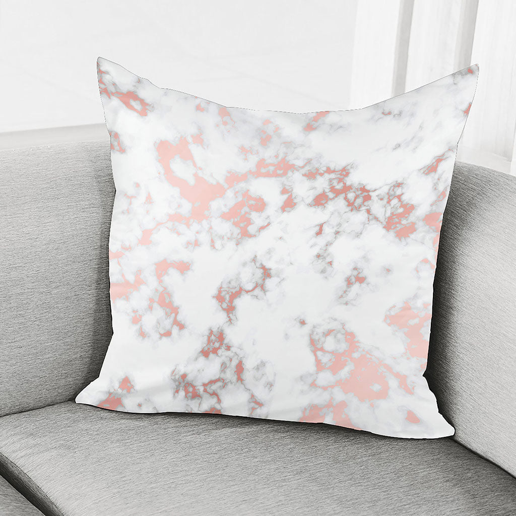White Rose Gold Marble Print Pillow Cover