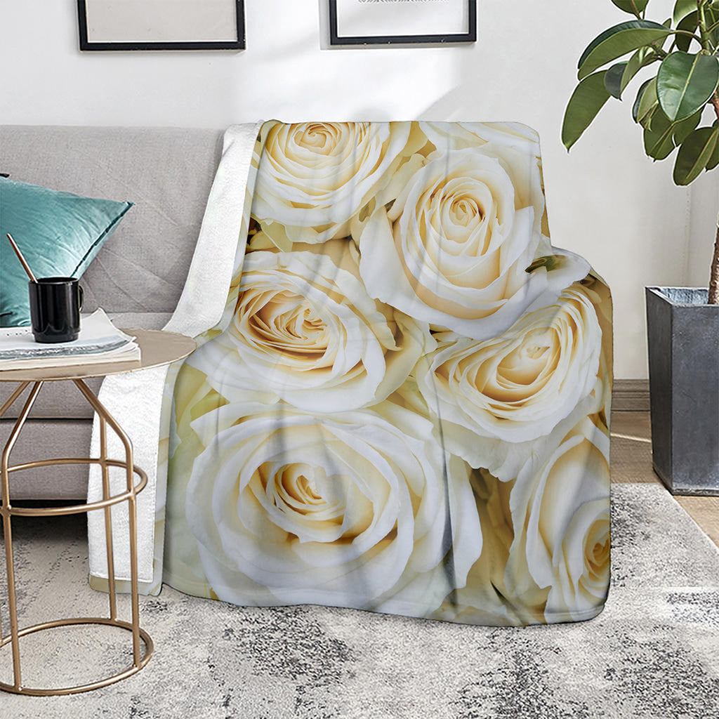 White Rose Print Blanket