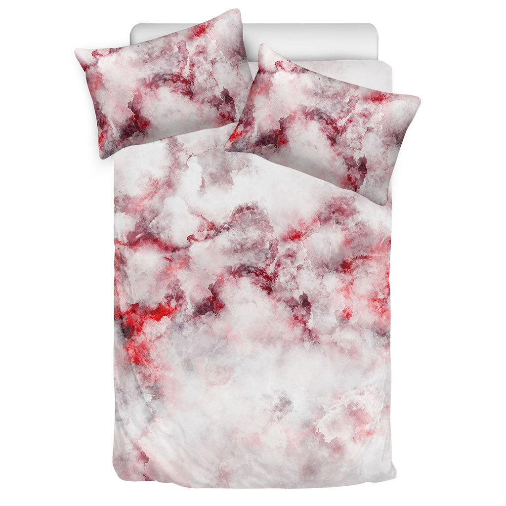 White Ruby Marble Print Duvet Cover Bedding Set