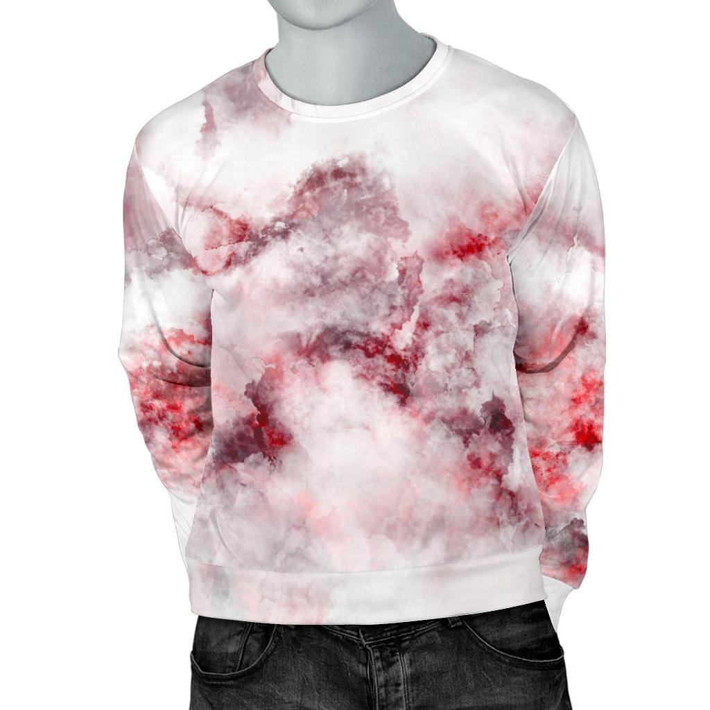 White Ruby Marble Print Men's Crewneck Sweatshirt GearFrost