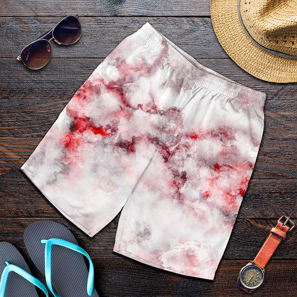 White Ruby Marble Print Men's Shorts