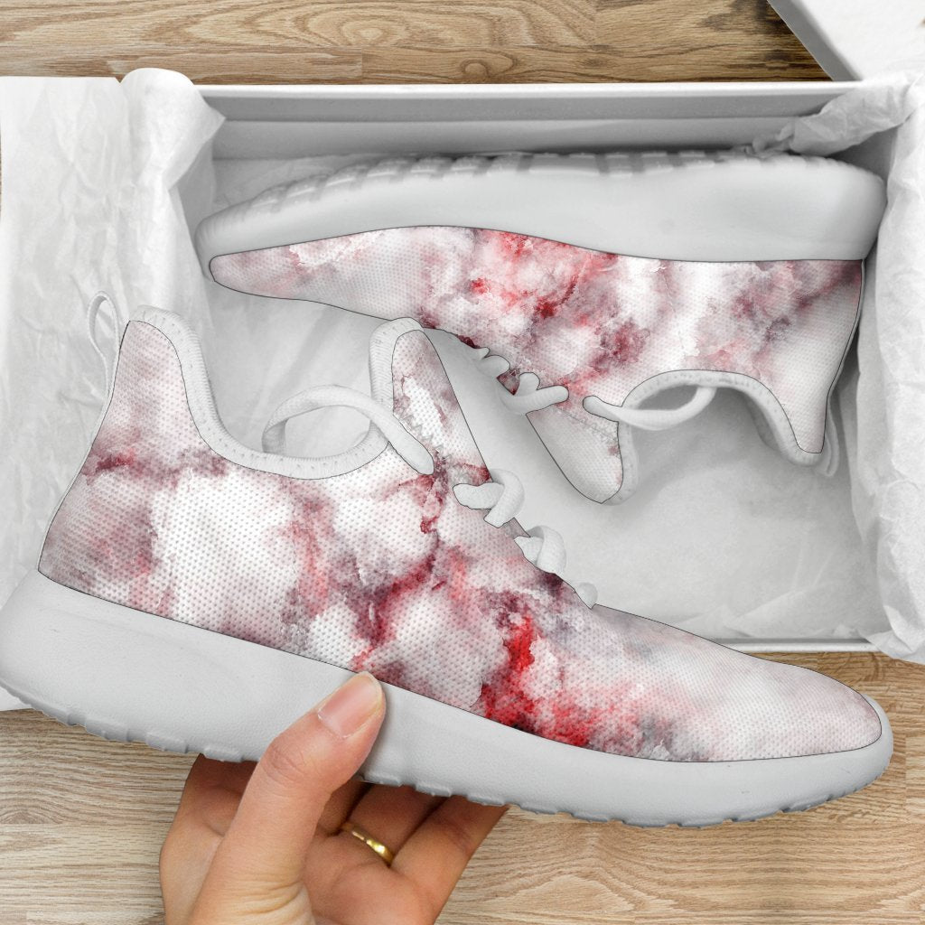 White Ruby Marble Print Mesh Knit Shoes GearFrost