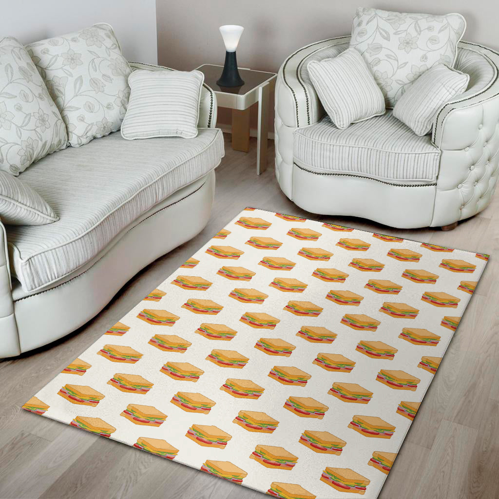 White Sandwiches Pattern Print Area Rug