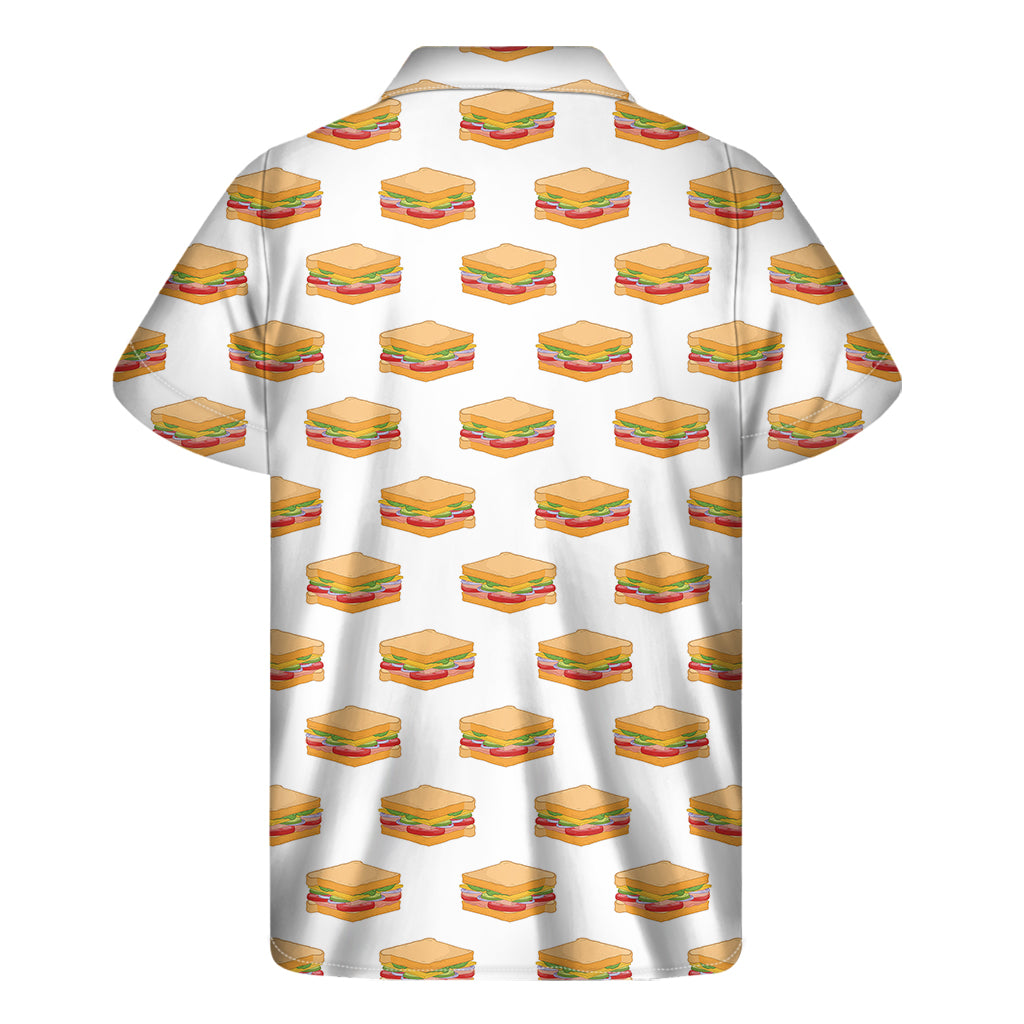 White Sandwiches Pattern Print Men's Short Sleeve Shirt