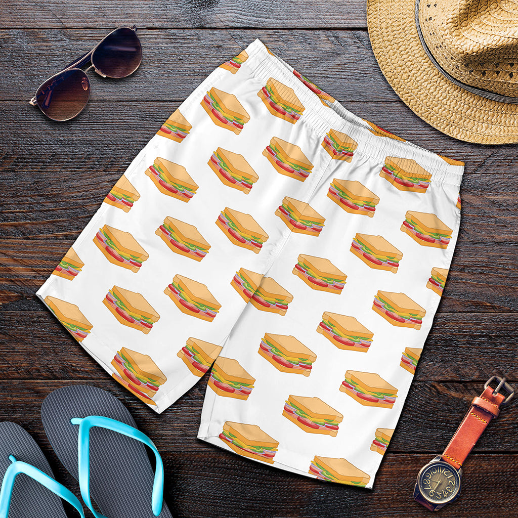 White Sandwiches Pattern Print Men's Shorts