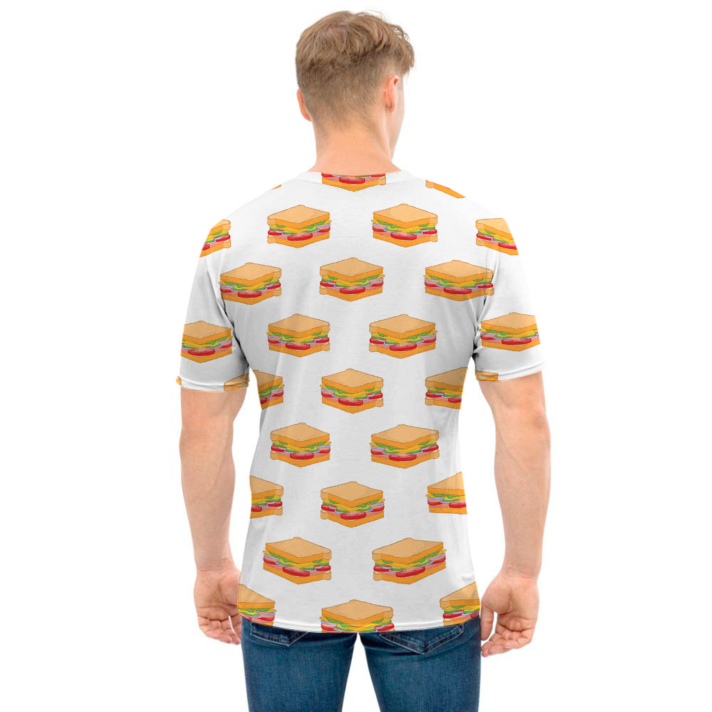 White Sandwiches Pattern Print Men's T-Shirt