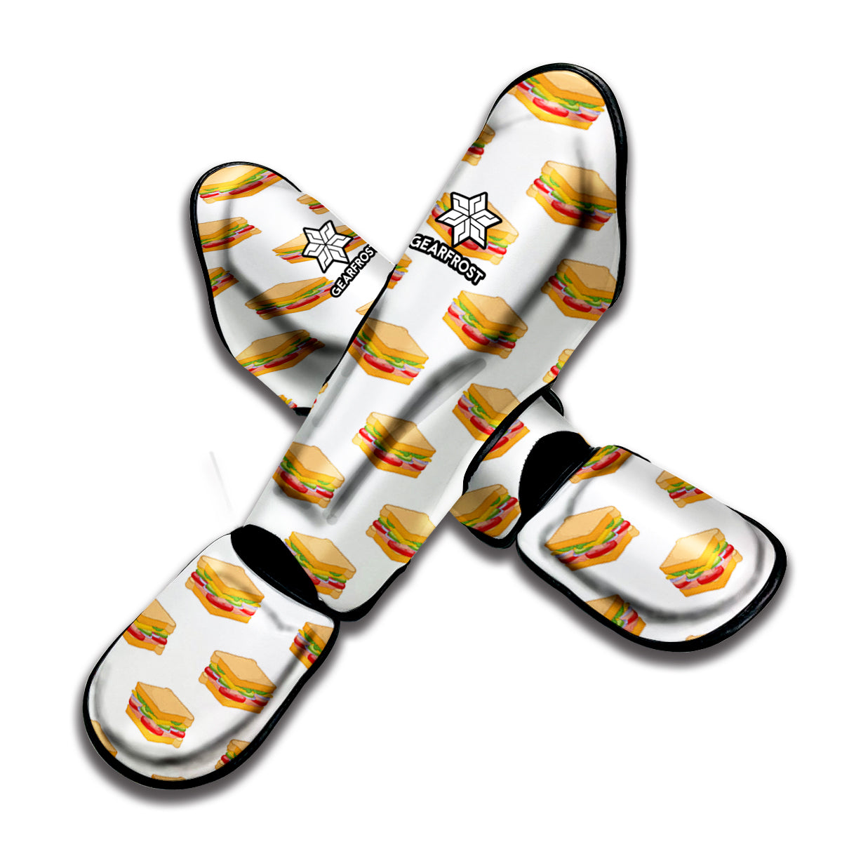 White Sandwiches Pattern Print Muay Thai Shin Guard