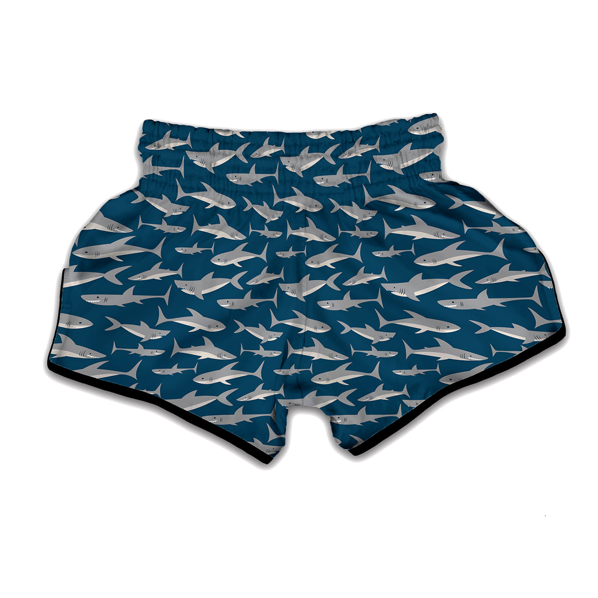 White Shark Pattern Print Muay Thai Boxing Shorts