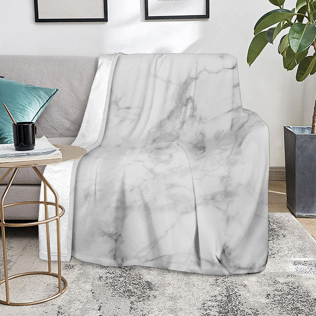White Smoke Marble Print Blanket